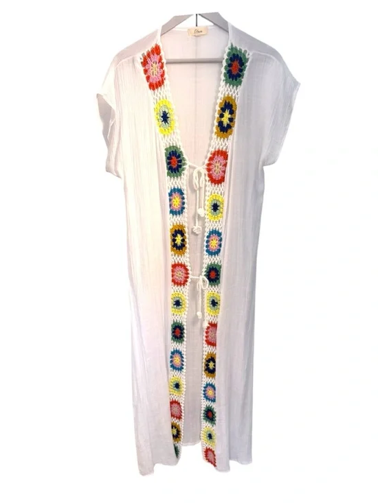 Elan Anthropologie Crochet Trim Duster L - Picture 1 of 9